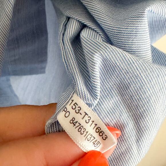 Tommy Bahama Blue + White Striped Collared Button Up - Large - Picture 5 of 8